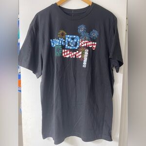 NWT Unisex Disney Black Americana Patriotic Fireworks Graphic Tee
